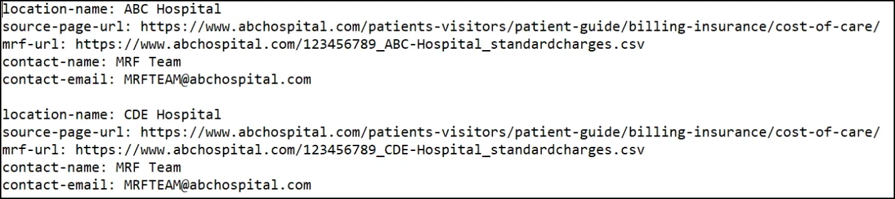 Exhibit 3 − Example .txt file output with multiple locations